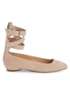 VALENTINO GARAVANI SUEDE ANKLE-WRAP FLATS,0400010515961