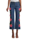 MICHAEL KORS Cropped Embroidered Flare Jeans