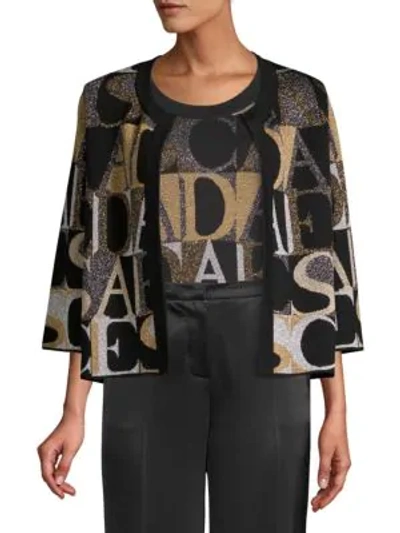 Escada Slad Lurex Open-front Cardigan In Black