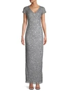 ADRIANNA PAPELL BEADED V-NECK GOWN,0400011926465