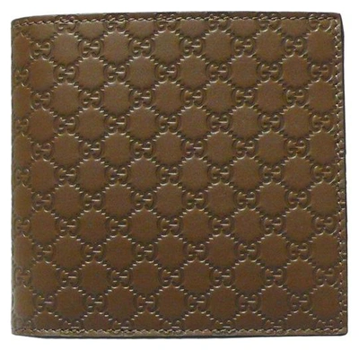 Pre-owned Gucci Bifold Wallet Microssima With Coin Pouch Brown