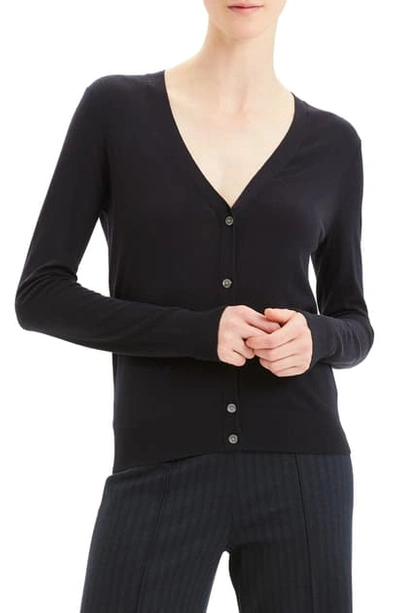 Theory Regal Wool-blend Cardigan In Black