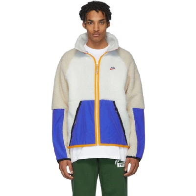 Nike White And Blue Sherpa Jacket In 133sailgame