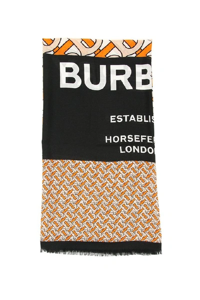 Burberry Monogram Print Large Square Scarf In Multi