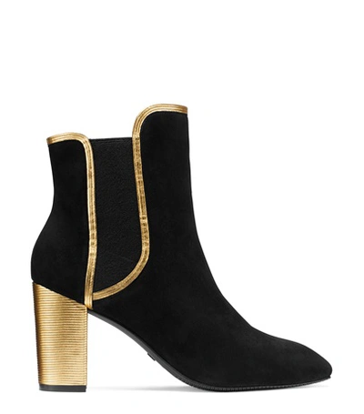 Stuart Weitzman The Katherine 80 Boot In Black Suede & Leather