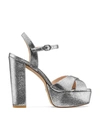 Stuart Weitzman Women's Soliesse Glitter Platform Sandals In Silver Shimmering Velvet