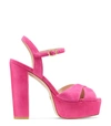 Stuart Weitzman Soliesse Platform Sandals In Peonia Hot Pink Suede