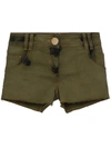 BALMAIN DISTRESSED STRETCH-DENIM SHORTS