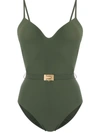 Tory Burch T-belt Swimsuit In Green