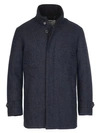 Norwegian Wool Micro Check Wool & Cashmere Down Car Coat In Micro Check Blue