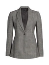 THEORY Prince of Wales Wool-Blend Check One-Button Power Jacket