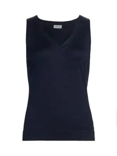 Akris Punto V-neck Knit Shell Top In Night Sky