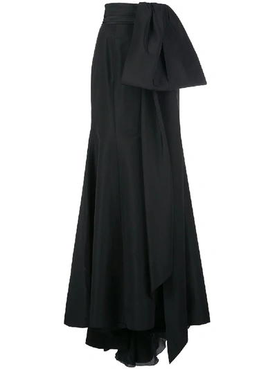 Carolina Herrera Icon Waist-knot Silk Trumpet Skirt In Black