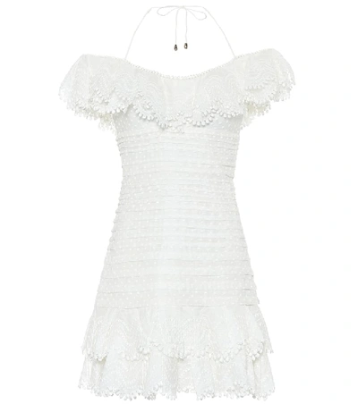 Zimmermann Super Eight Off Shoulder Mini Dress In Ivory