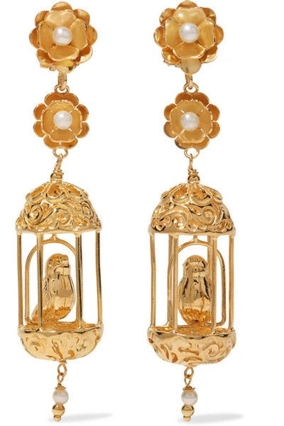 Of Rare Origin Aviary Gold Vermeil Pearl Earrings