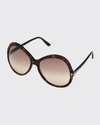 TOM FORD ROSE GRADIENT ACETATE ROUND SUNGLASSES,PROD151840065