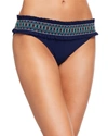 Tory Burch Costa Smocked Hipster Bikini Bottom In Tory Navy