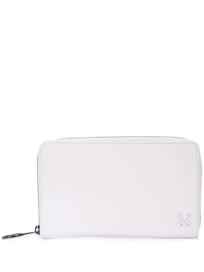 Off-white White Women's White Leather Wallet Bag In Purple