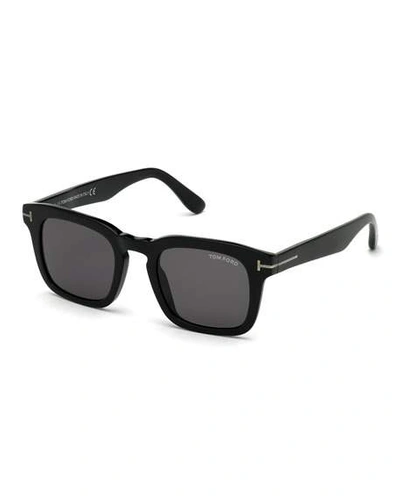 Tom Ford Men's Dax Square Solid Acetate Sunglasses