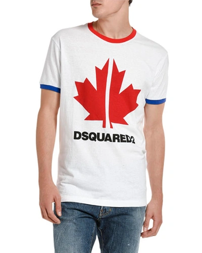 Dsquared2 Men's Very Very Dan-fit Maple Leaf Graphic T-shirt In White