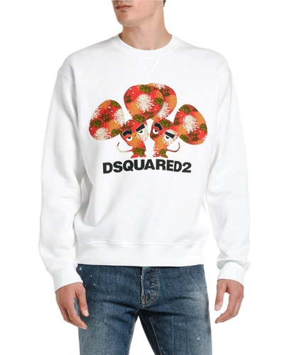 Dsquared2 Men's Mouse Graphic Cool-fit Sweatshirt In White