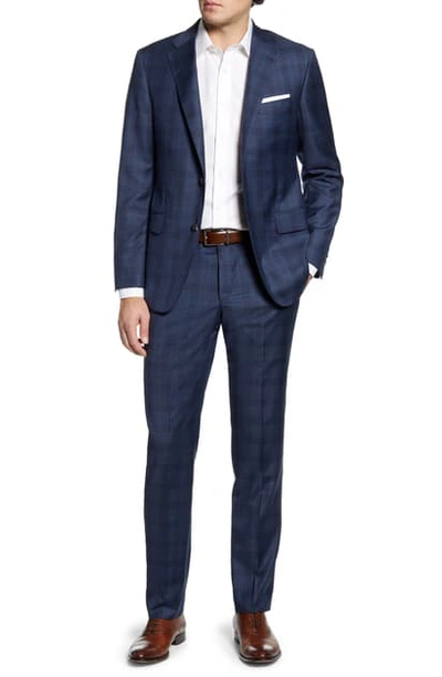 Hickey Freeman Classic Fit Plaid Wool Suit In Navy