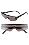 BALENCIAGA 99MM SHIELD SUNGLASSES - SHINY BLACK/ GREY,BB0003S001