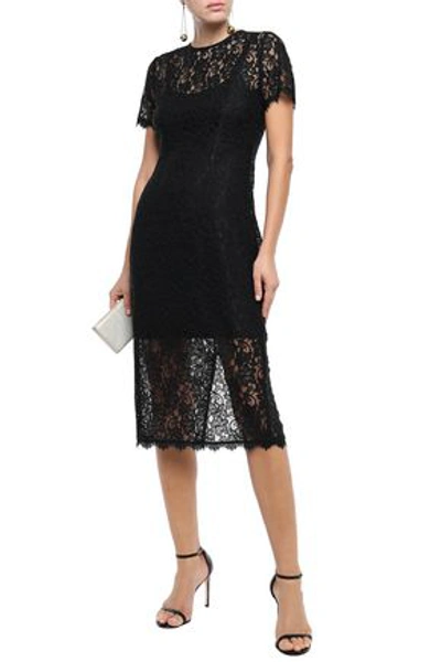 Diane Von Furstenberg Corded Lace Midi Dress In Black