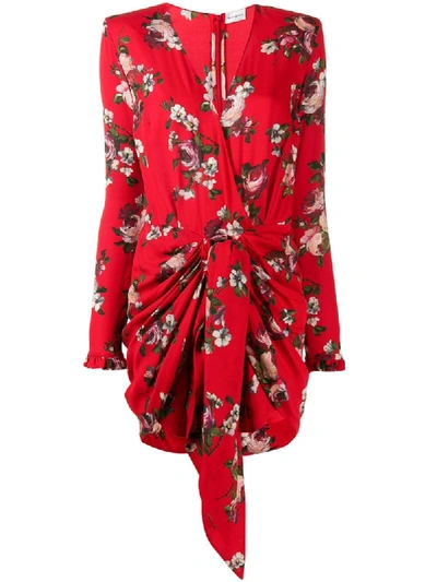 Magda Butrym Lesina Floral Draped Dress In Red