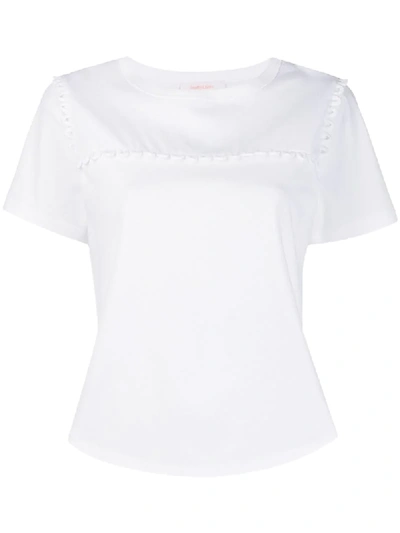 See By Chloé Cropped Scalloped Trim T-shirt In White