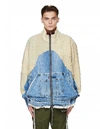 GREG LAUREN IVORY WOOL & DENIM 50/50 JACKET,M022-M/IVORY