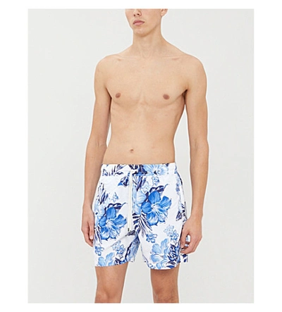 Polo Ralph Lauren Traveler Mid-length Printed Swim Shorts In White