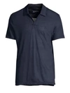 Vilebrequin Men's Pyramid Linen Polo Shirt In Bleu Fonce