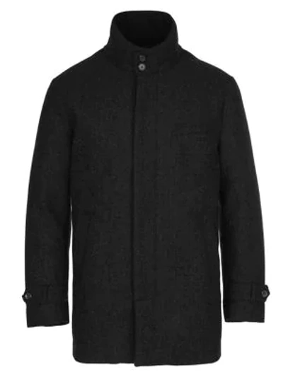 Norwegian Wool Men's Micro Check Wool & Cashmere Down Car Coat In Micro Check Grey