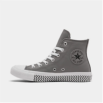 Converse Women's Leather And Chevron Chuck 70 High Top Casual Shoes In Grey