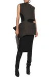 RICK OWENS CUTOUT CAMEL HAIR AND LINEN-BLEND DOWN TUNIC,3074457345621298554