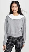 ALEXANDER WANG T PEELAWAY BI-LAYER CROPPED PULLOVER