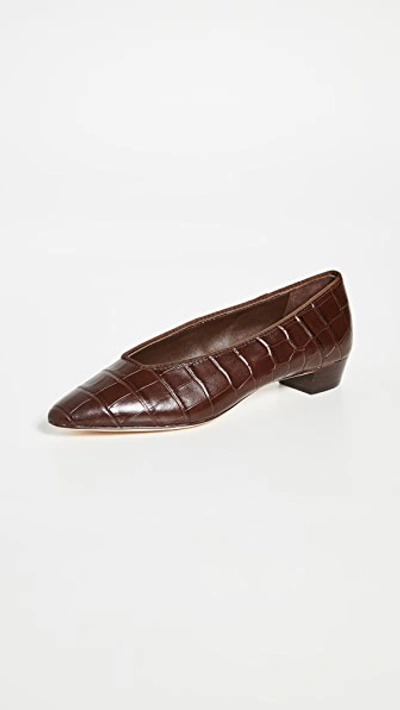 Loeffler Randall Women's Simone Croc-embossed Flats In Chocolate