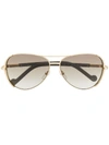 Liu •jo Micro Diamanté Aviator Sunglasses In Green