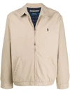 Polo Ralph Lauren Embroidered Logo Zip-up Jacket In Beige