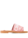 Chloé Woody Logo Sandals In 粉色