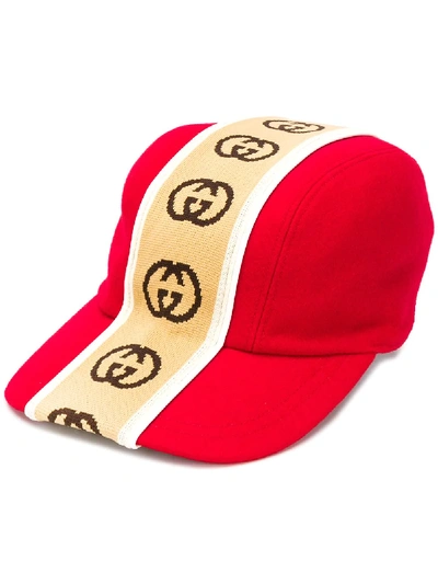 Gucci Interlocking G Stripe Hat In Red
