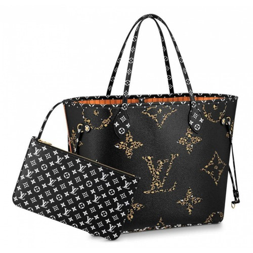 Pre-Owned Louis Vuitton Neverfull Black Cloth Handbag | ModeSens