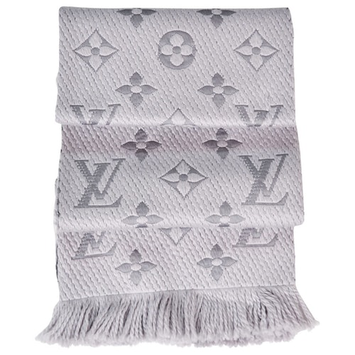 Pre-Owned Louis Vuitton Logomania Grey Wool Scarf | ModeSens