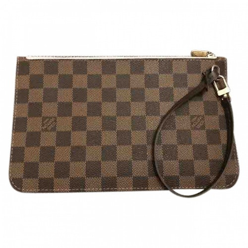 Pre-Owned Louis Vuitton Neverfull Brown Cloth Clutch Bag | ModeSens