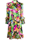 La Doublej X Mantero Abstract Print Ruffle Dress In Pink