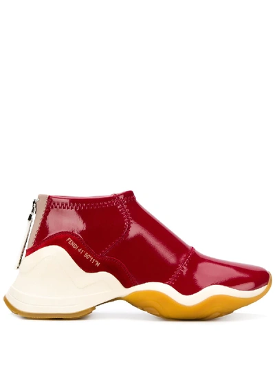 Fendi High-top Glossy Effect Trainers In Rot