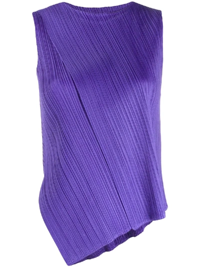 Issey Miyake Micro-pleated Asymmetric Top In Purple