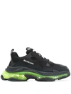 Balenciaga Black Triple S Clear Sole Sneakers In Black