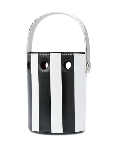 Perrin Paris Le Mini Seau Striped Bucket Bag In Schwarz